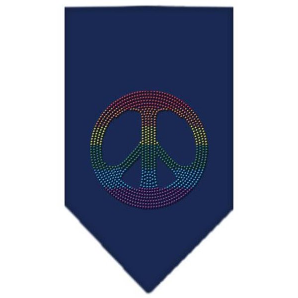 Unconditional Love Rainbow Peace Sign Rhinestone Bandana Navy Blue large UN852332